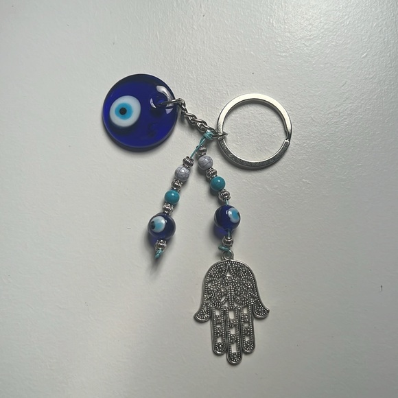 Blue Evil Eye Hamsa Keychain Car Accessory Home Protection - Picture 3 of 5